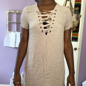 RIBBED CHEST T-SHIRT DRESS